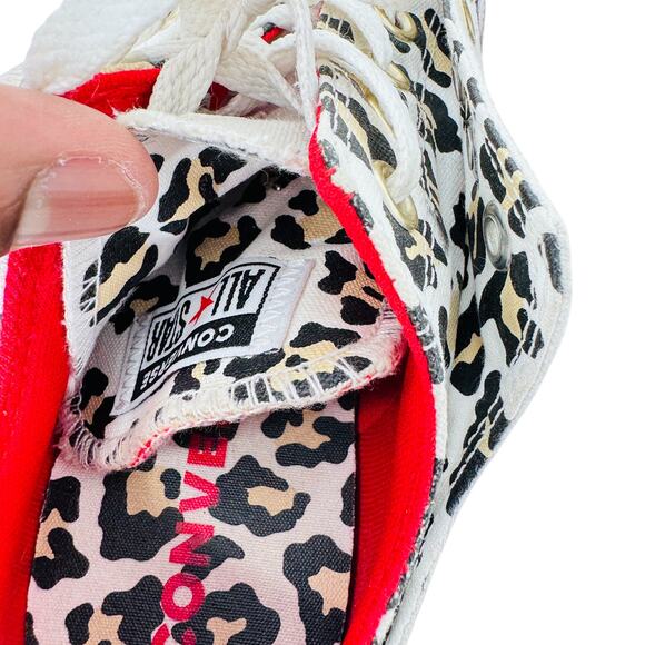 Converse Chuck Taylor All Star Sneakers Women's 7 White Leopard Double Tongue - Picture 11 of 13